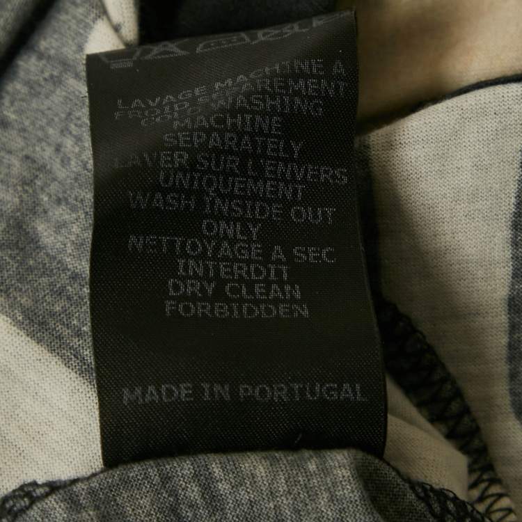 Pre Owned Isabel Marant Black/White Printed Jersey Drape Style Mini Dress L