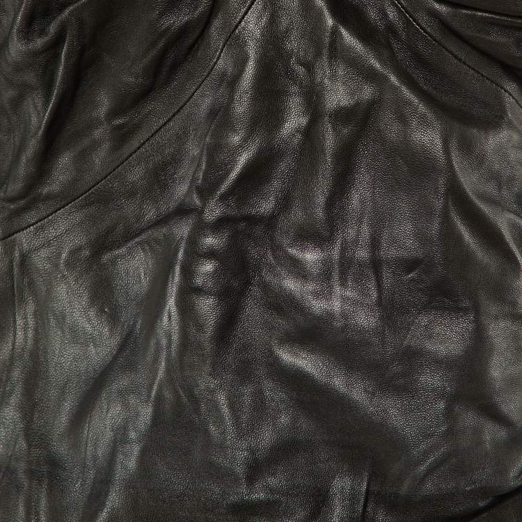 Pre Owned Isabel Marant Black Leather One-Shoulder Top M