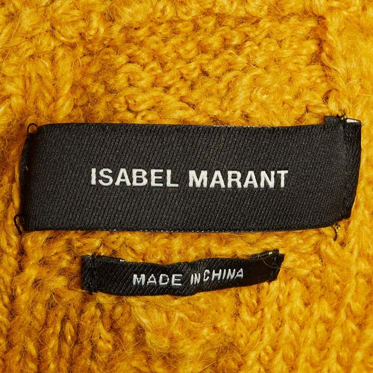 Pre Owned Isabel Marant Yellow Cable Knit Side Open Sweater M