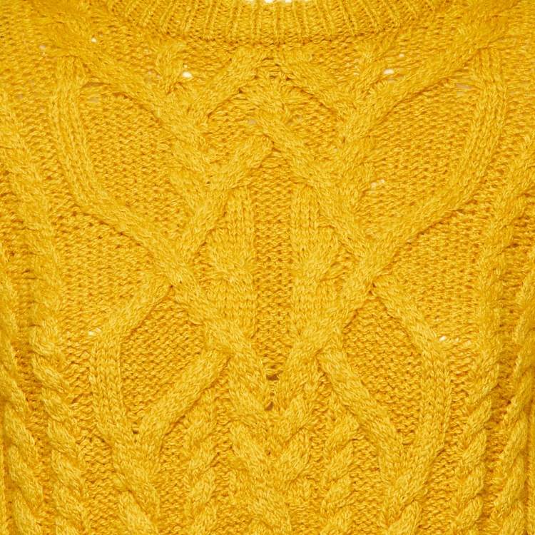Pre Owned Isabel Marant Yellow Cable Knit Side Open Sweater M