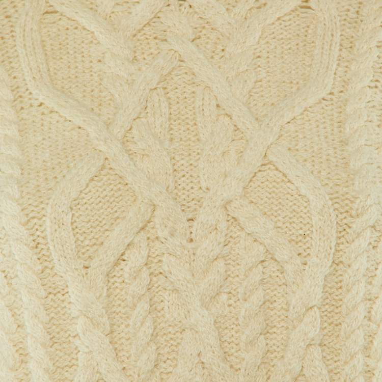 Pre Owned Isabel Marant Ivory Alpaca Cable Knit Slitted Sweater M