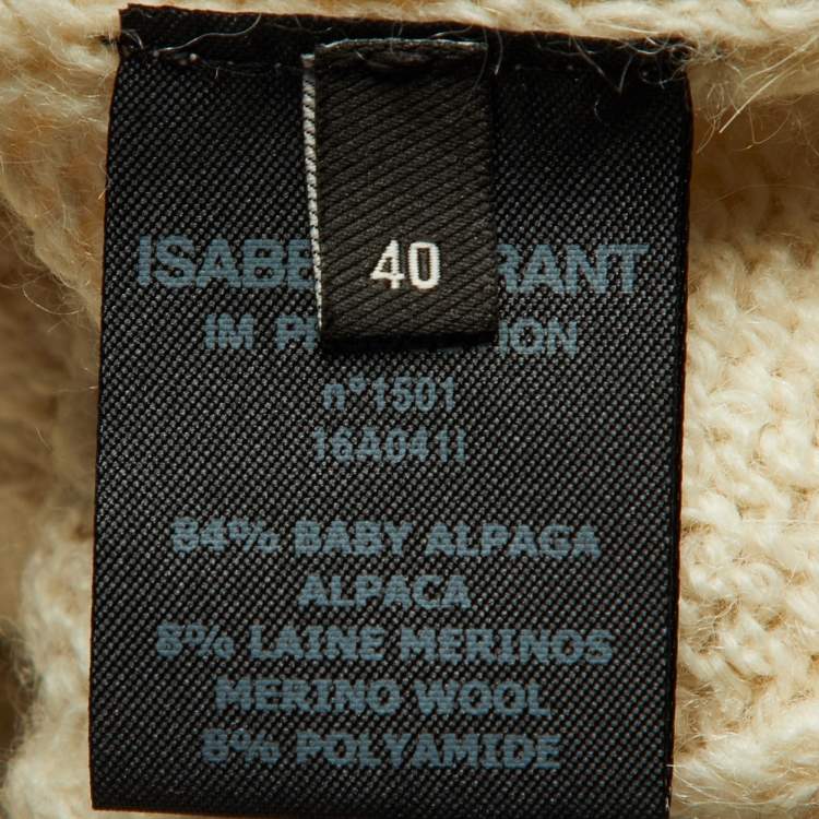 Pre Owned Isabel Marant Ivory Alpaca Cable Knit Slitted Sweater M