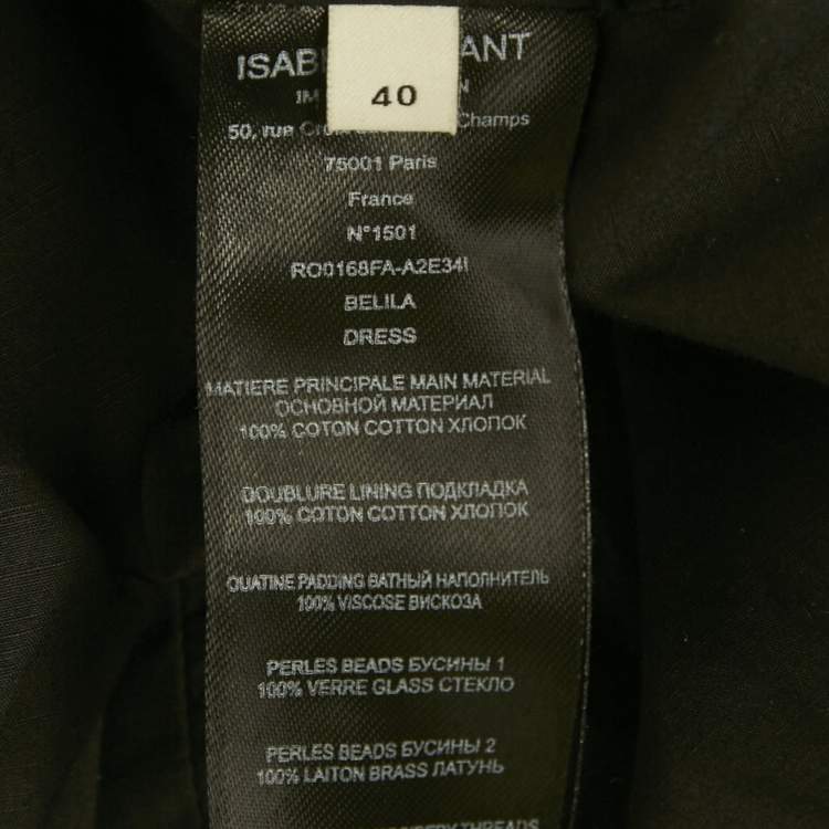 Pre Owned Isabel Marant Black Floral Embellished Cotton Zip Front Mini Dress M