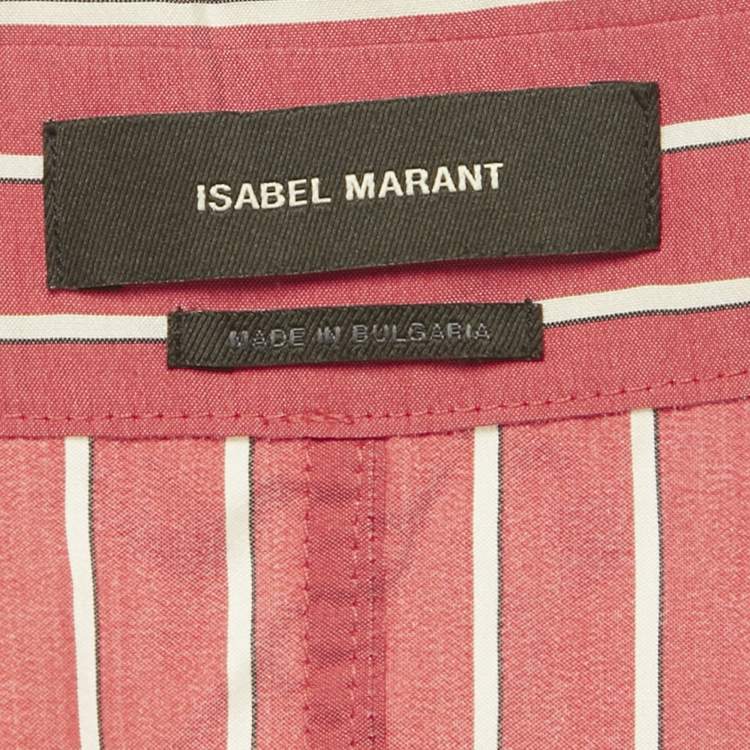 Pre Owned Isabel Marant Pink Striped Silk Enza Shirt S