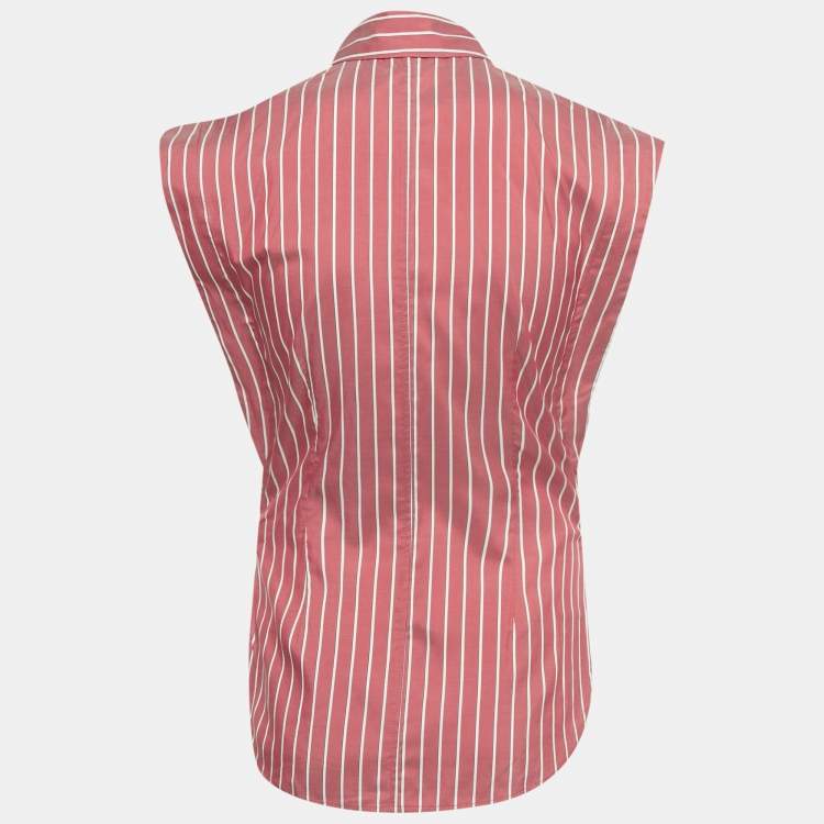 Pre Owned Isabel Marant Pink Striped Silk Enza Shirt S