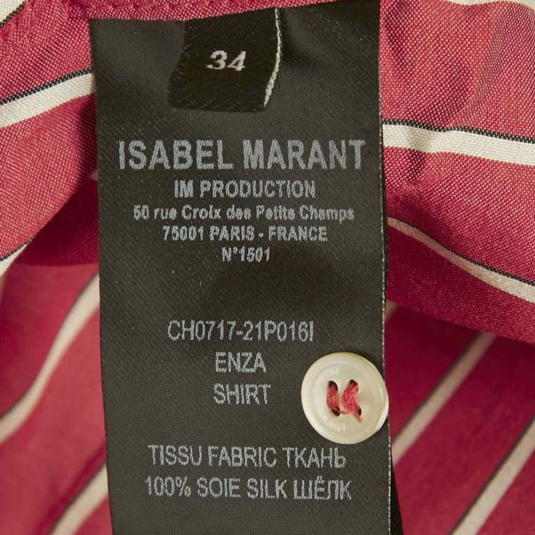 Pre Owned Isabel Marant Pink Striped Silk Enza Shirt S