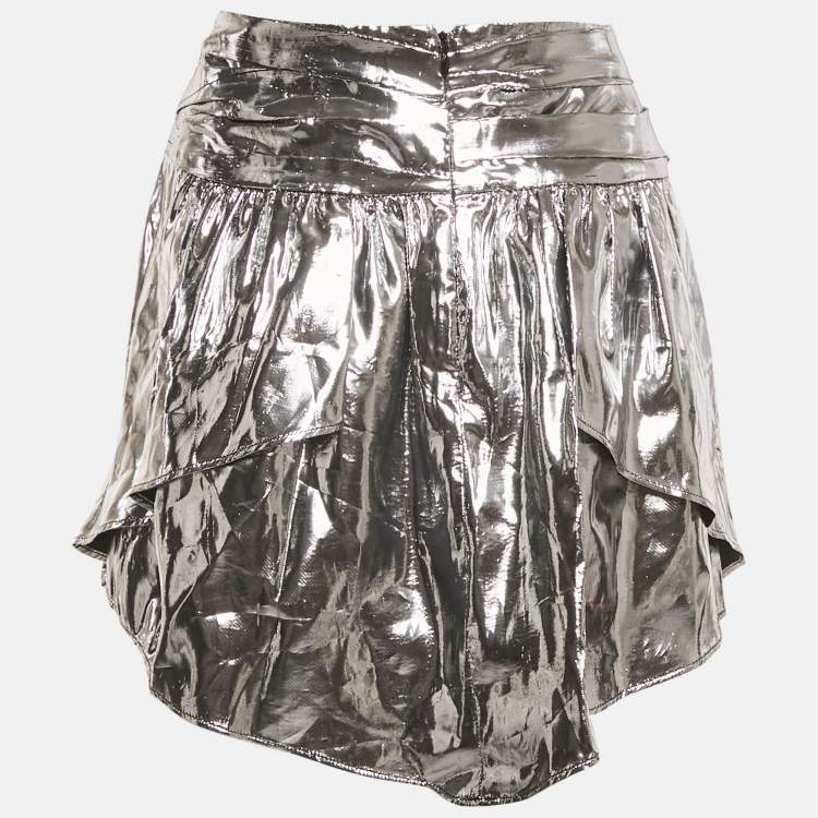 Pre Owned Isabel Marant Metallic Lamé Gathered Mini Skirt M