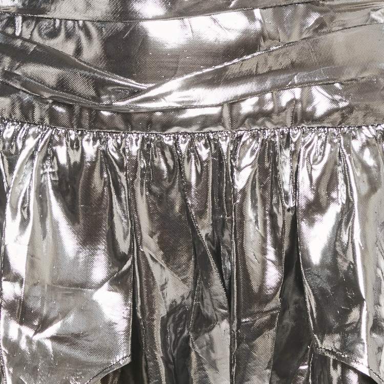 Pre Owned Isabel Marant Metallic Lamé Gathered Mini Skirt M