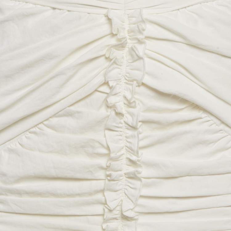 Pre Owned Isabel Marant White Crepe Ruched & Ruffle Mini Skirt S