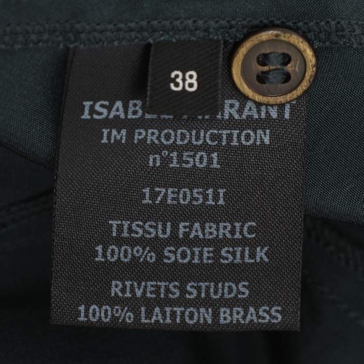 Pre Owned Isabel Marant Green Crepe Belted Wrap Long Sleeve Tops M