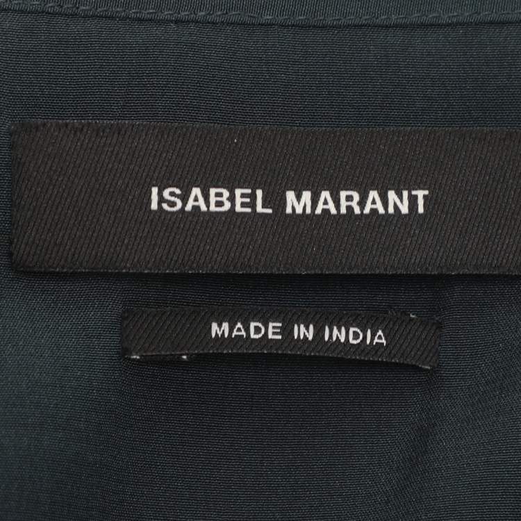 Pre Owned Isabel Marant Green Crepe Belted Wrap Long Sleeve Tops M