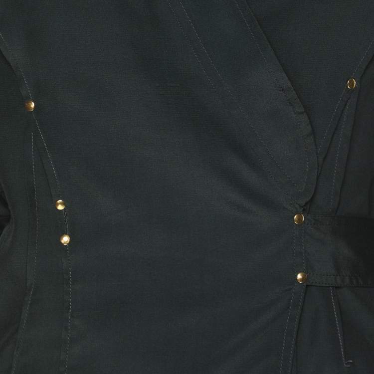 Pre Owned Isabel Marant Green Crepe Belted Wrap Long Sleeve Tops M