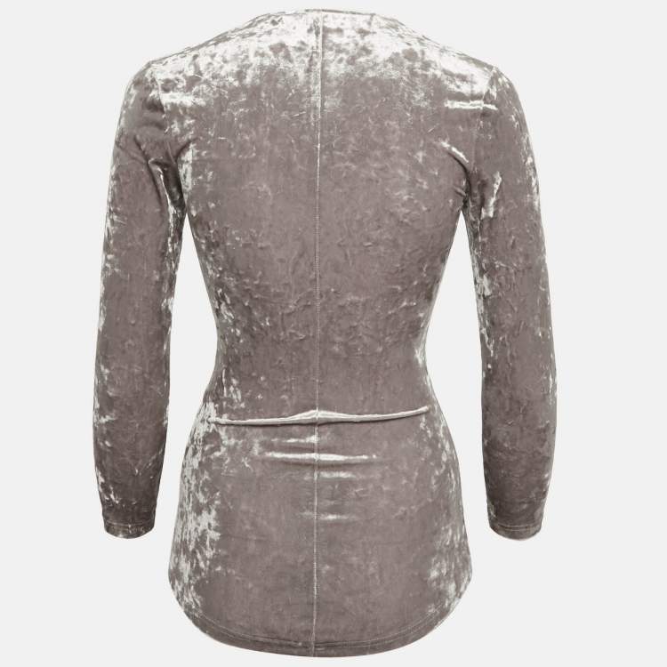 Pre Owned Isabel Marant Beige Velvet Sweetheart Neck Gubaia Top S