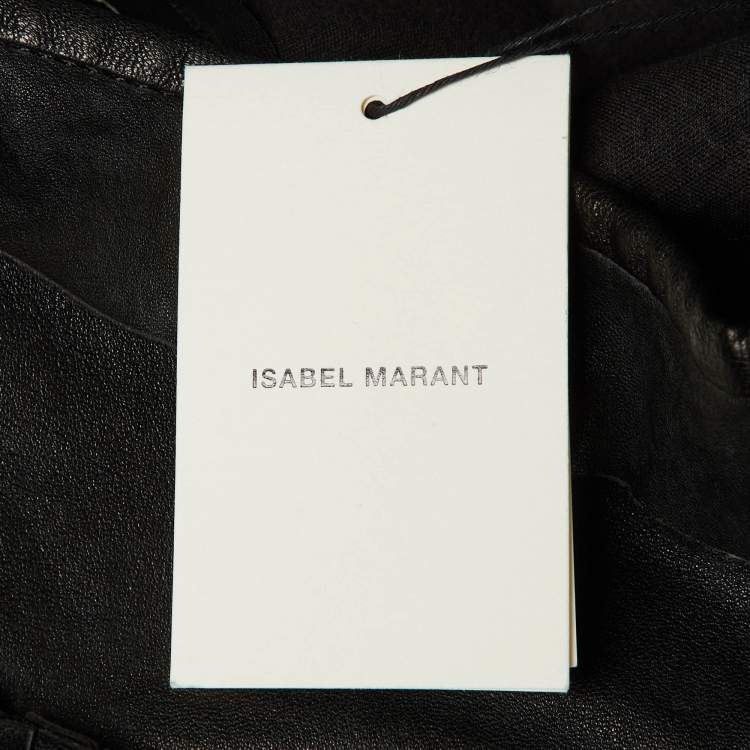Pre Owned Isabel Marant Black Leather Pleated Tiered Mini Skirt S 