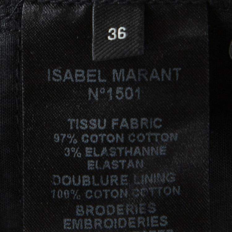 Pre Owned Isabel Marant Black Embroidered Denim Skinny Jeans S