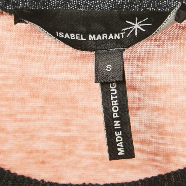 Pre Owned Isabel Marant Orange/Black Striped Knit Top S