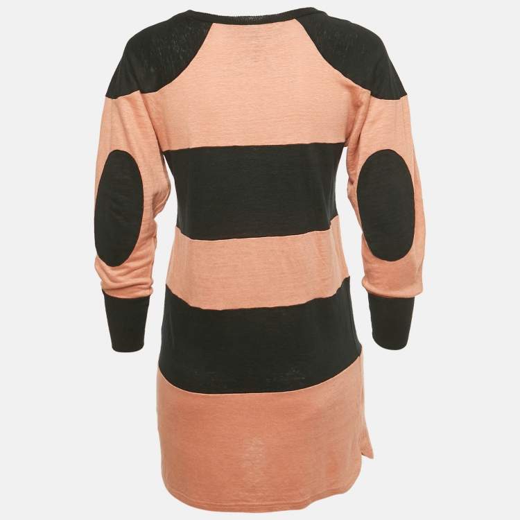 Pre Owned Isabel Marant Orange/Black Striped Knit Top S