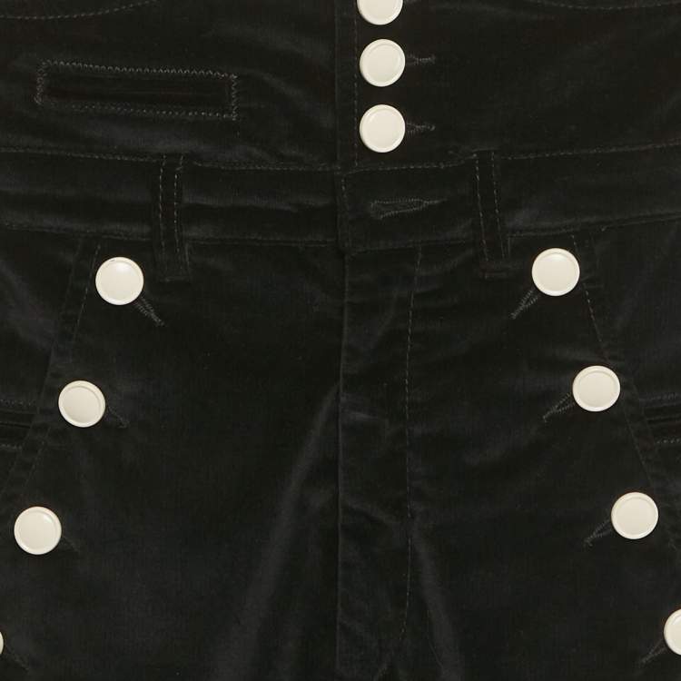 Pre Owned Isabel Marant Black Corduroy High-Waist Pants S