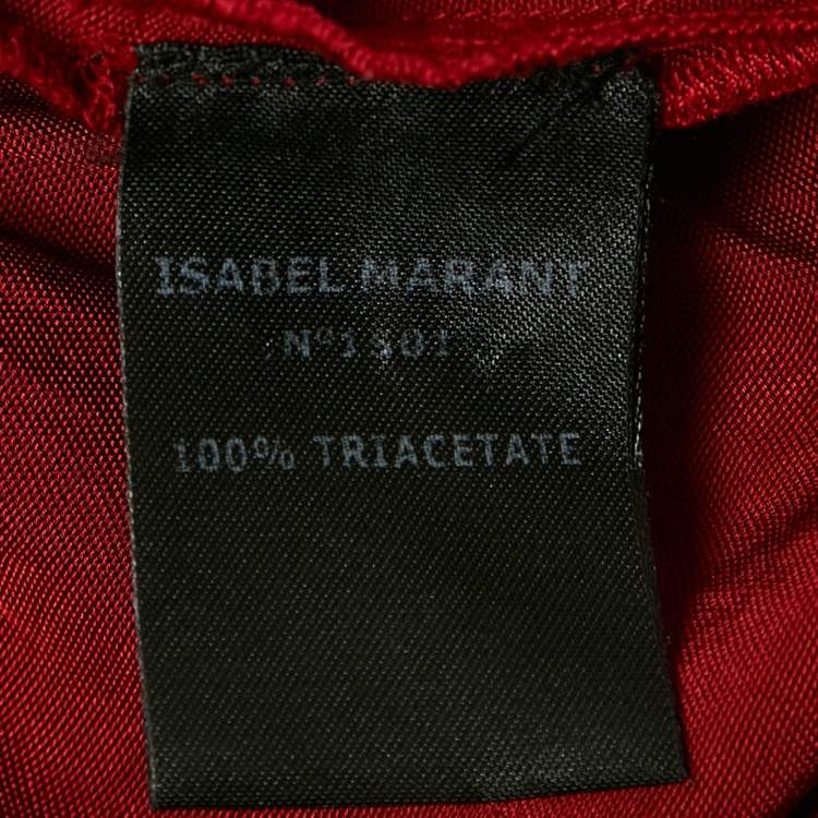 Pre Owned Isabel Marant Maroon Crepe Plucking Neck Dress S
