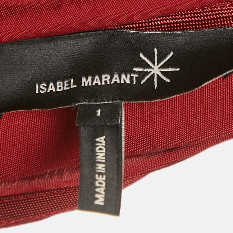 Pre Owned Isabel Marant Maroon Crepe Plucking Neck Dress S