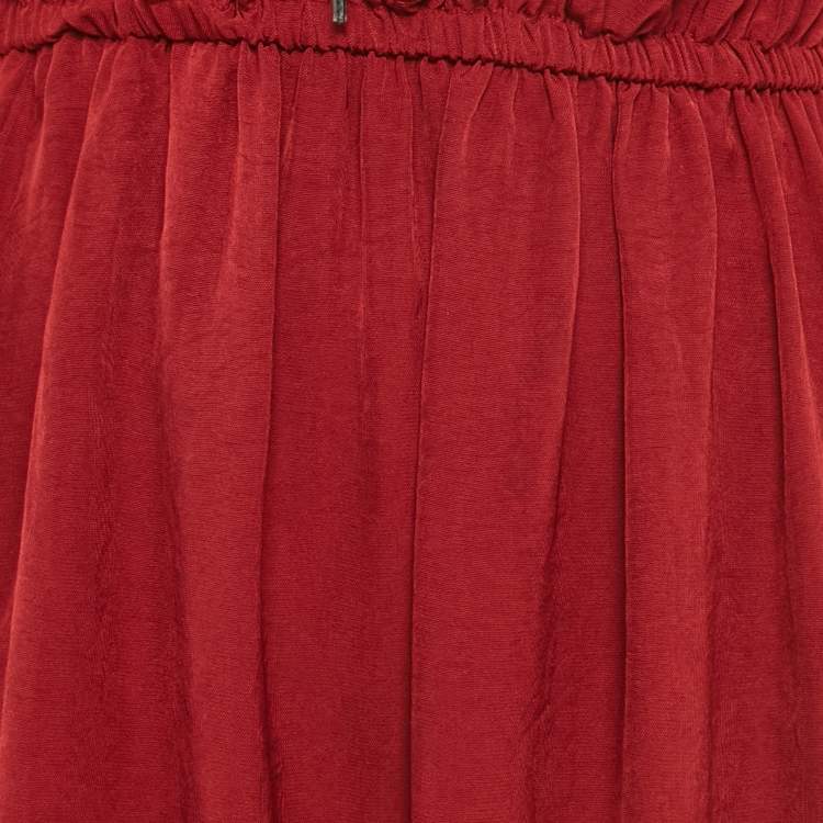 Pre Owned Isabel Marant Maroon Crepe Plucking Neck Dress S