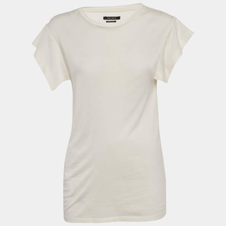 Pre Owned Isabel Marant Ivory Jersey Flounce Sleeve Top S