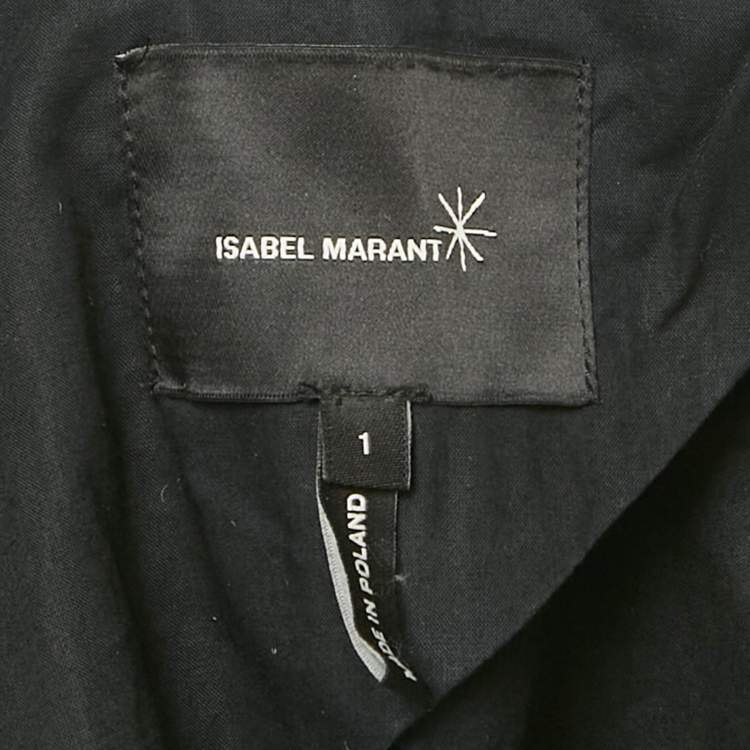 Pre Owned جاكيت إيزابيل مارانت تويد أزرق بحواف جلدية مقاس صغير - سمول