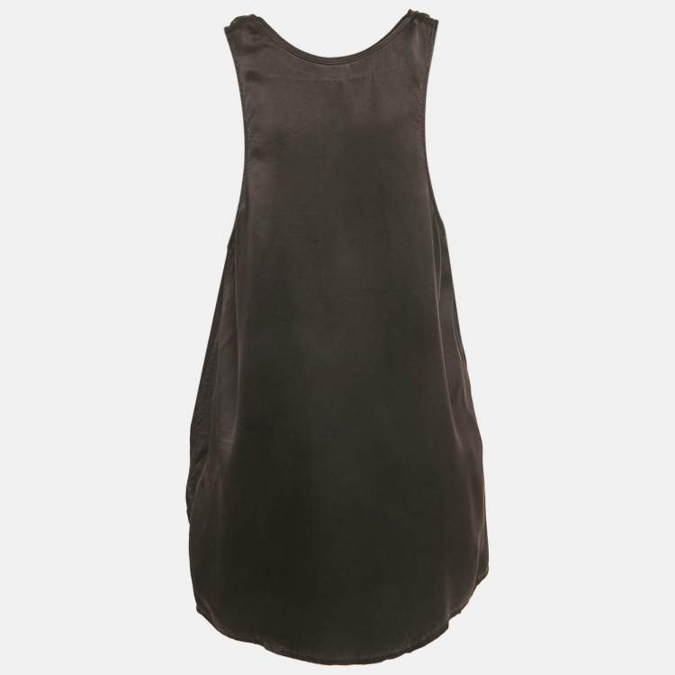 Pre Owned Isabel Marant Black Satin Lace-Up Tank Top L