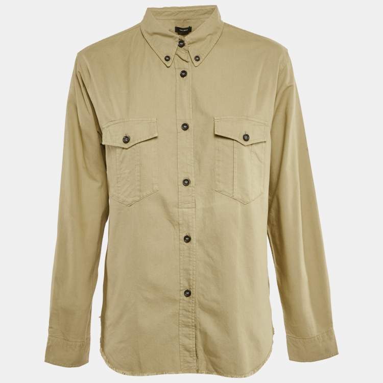 Pre Owned Isabel Marant Beige Cotton Raw Edge Shirt L