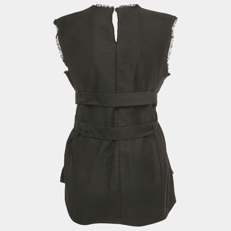 Pre Owned Isabel Marant Black Raw Edge Cotton Belted Top M