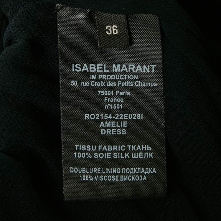 Pre Owned Isabel Marant Black Crinkle Silk Ruffled Amelie Dress S