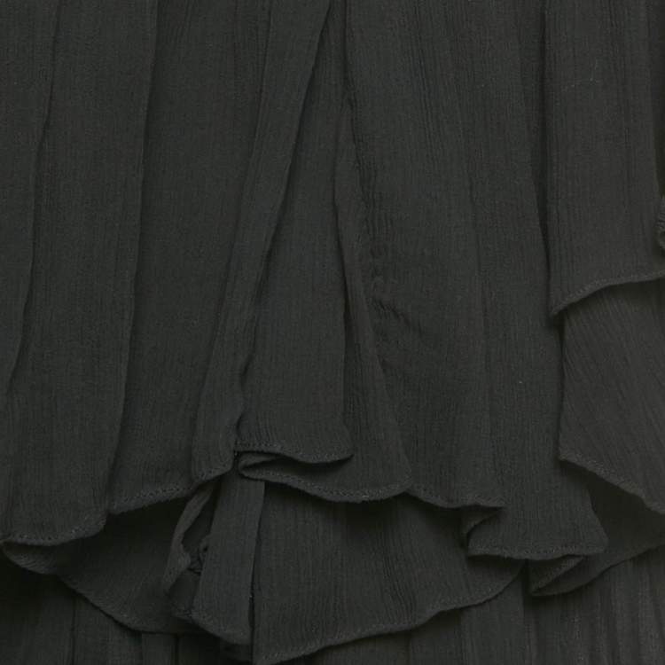 Pre Owned Isabel Marant Black Crinkle Silk Ruffled Amelie Dress S