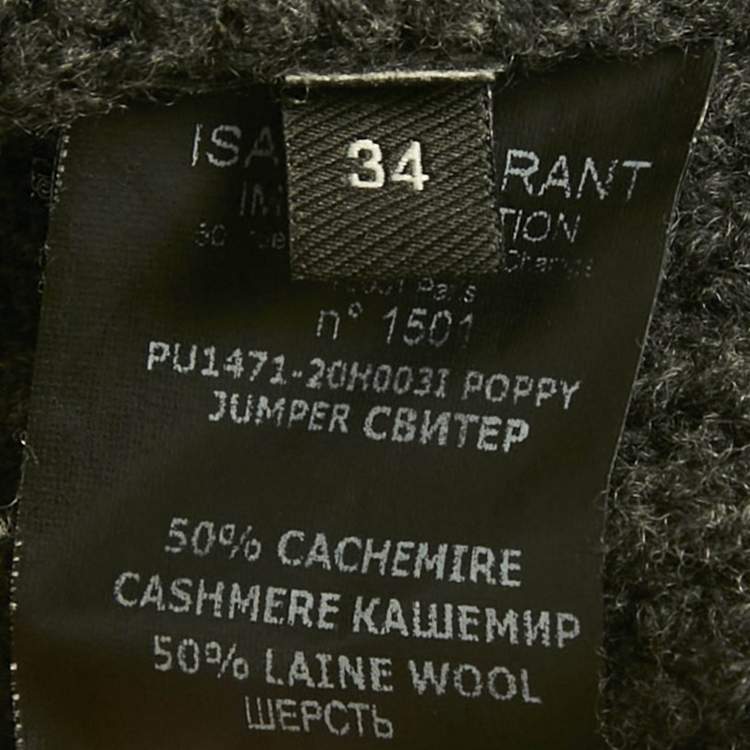 Pre Owned Isabel Marant Grey Rib Knit Ruffled Poppy Sweater S