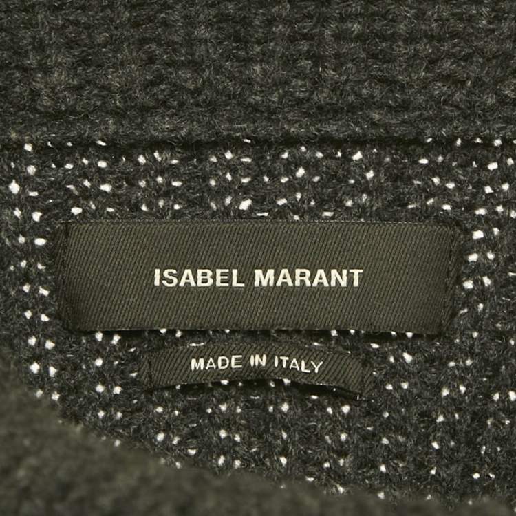 Pre Owned Isabel Marant Grey Rib Knit Ruffled Poppy Sweater S