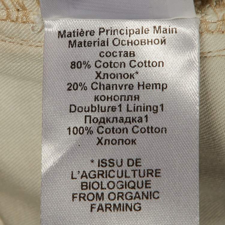 Pre Owned Isabel Marant Ecru Paneled Denim Frayed Wide Leg Shanila Jeans L Waist 32"