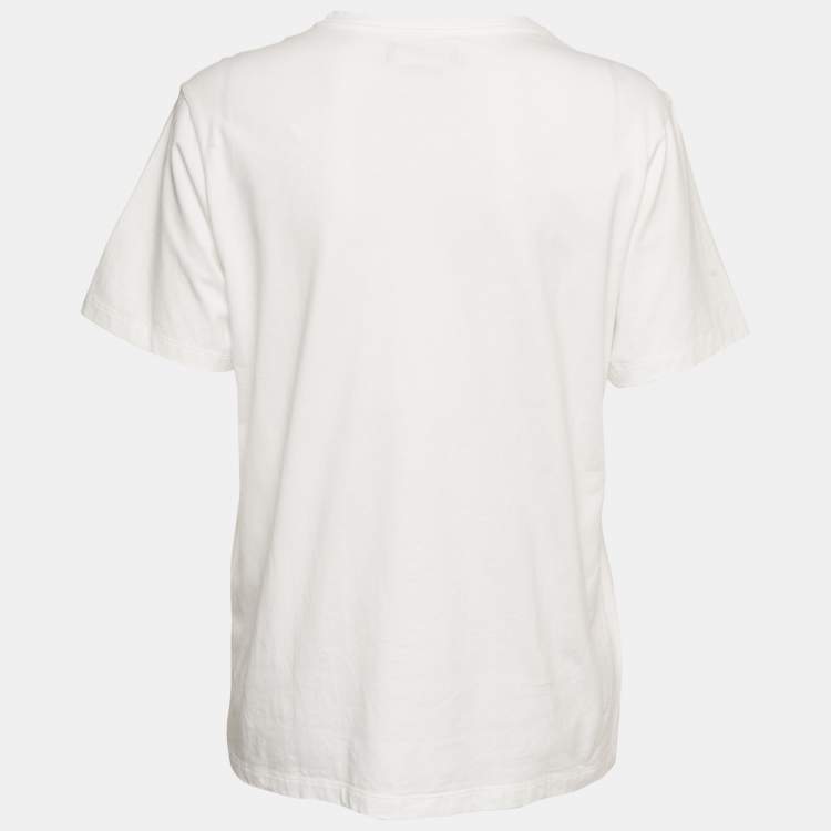 Pre Owned Isabel Marant White Printed Jersey Crewneck T-Shirt M