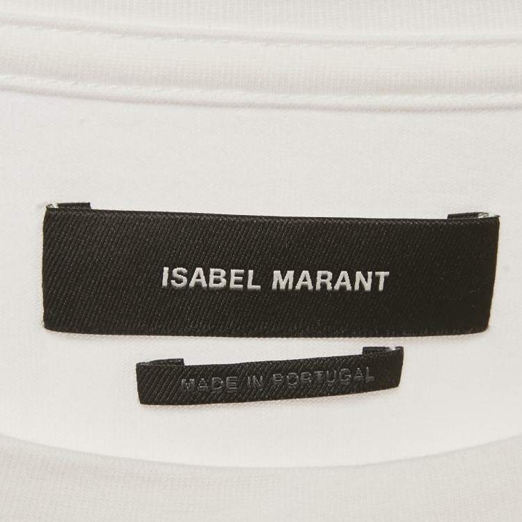 Pre Owned Isabel Marant White Printed Jersey Crewneck T-Shirt M