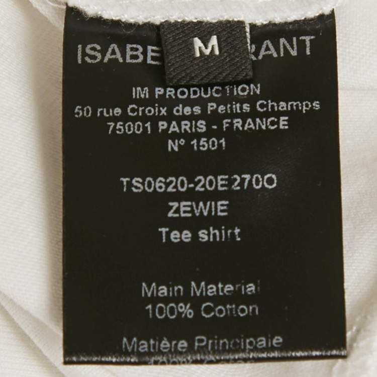 Pre Owned Isabel Marant White Printed Jersey Crewneck T-Shirt M