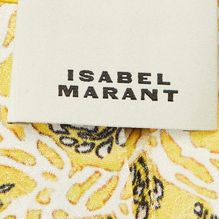 Pre Owned Isabel Marant Yellow Printed Silk Lonea Ruched Top S