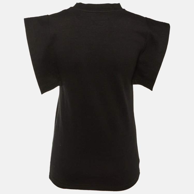 Pre Owned Isabel Marant Black Cotton Zelipa Structured Shoulder T-Shirt XS 