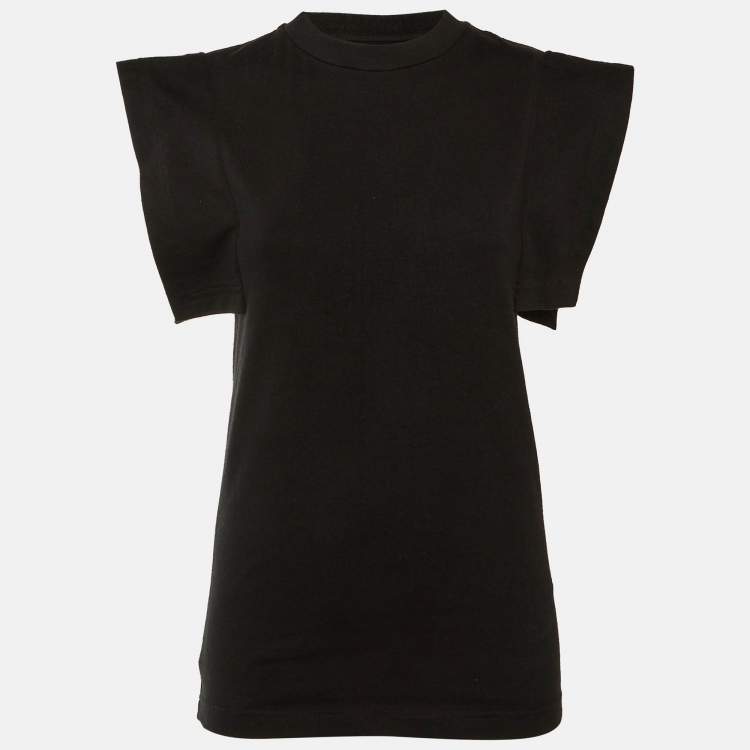 Pre Owned Isabel Marant Black Cotton Zelipa Structured Shoulder T-Shirt XS 