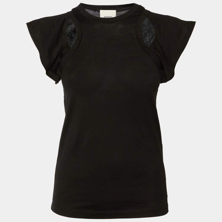 Pre Owned Isabel Marant Black Cotton Faly Cut-Out T-Shirt XS 