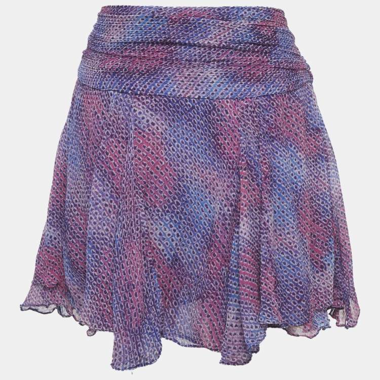 Pre Owned Isabel Marant Purple /Pink Printed Silk Wrap Mini Skirt M