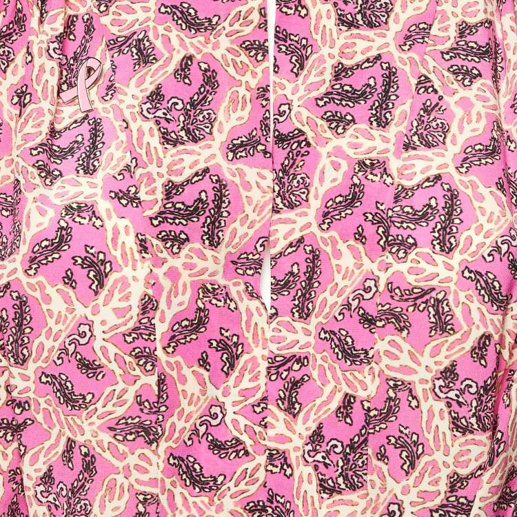 Pre Owned Isabel Marant Pink Printed Silk Zarga Pleated Top S