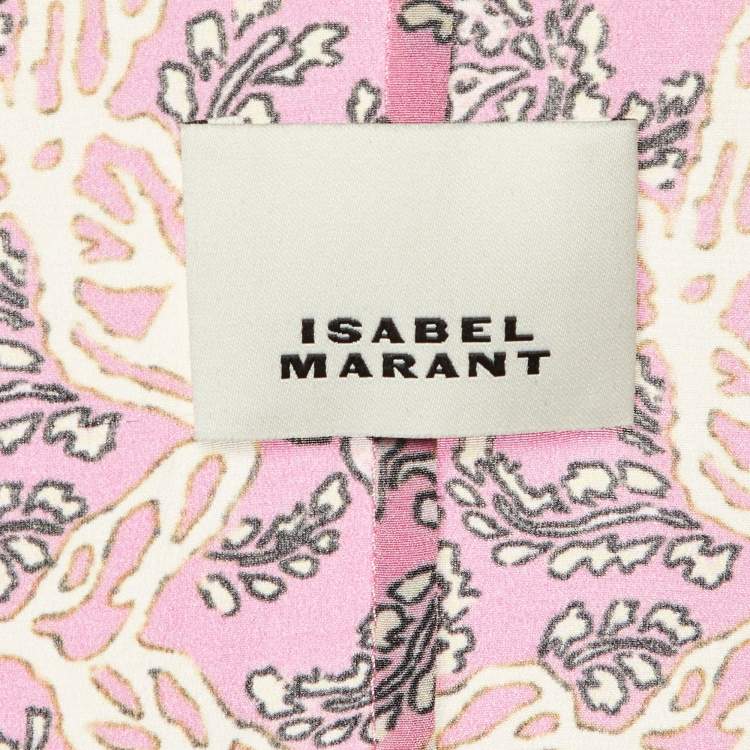 Pre Owned Isabel Marant Pink Printed Silk Zarga Pleated Top S