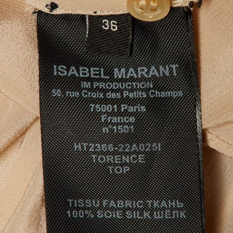 Pre Owned Isabel Marant Beige Silk Ruched Long Sleeve Top S