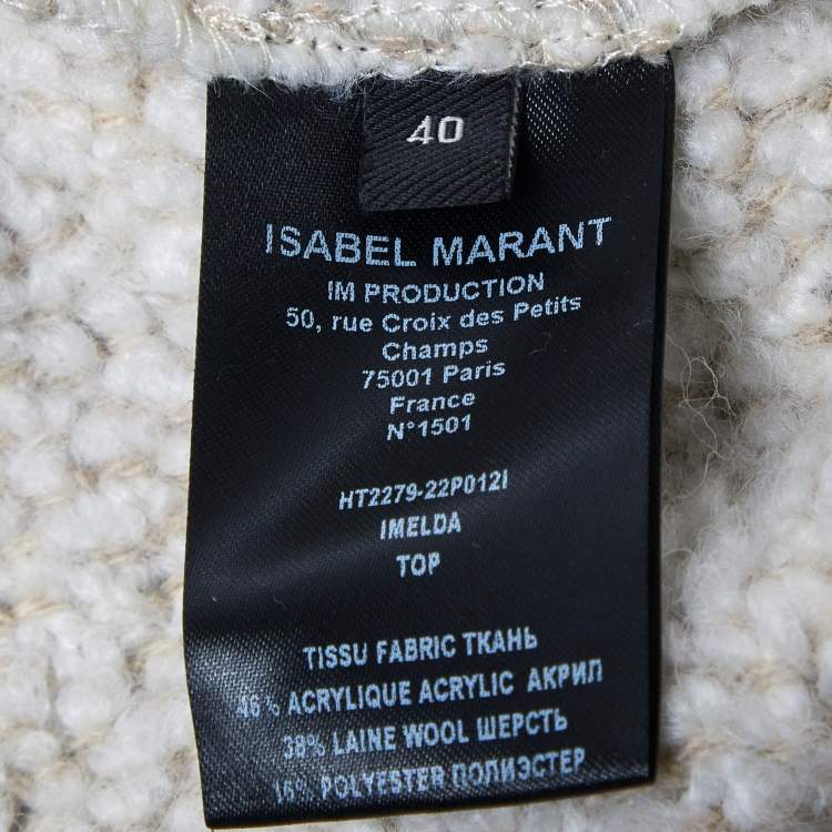 Pre Owned Isabel Marant Beige Bouclé Imelda Polo T-Shirt M