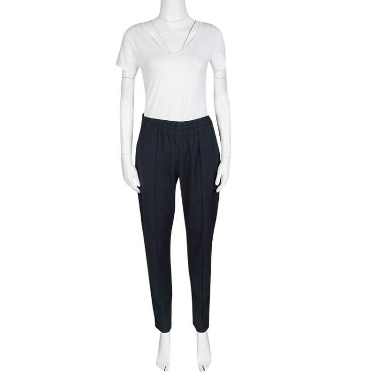 Pre Owned Isabel Marant Navy Blue Elasticized Waist Tapered Pants M