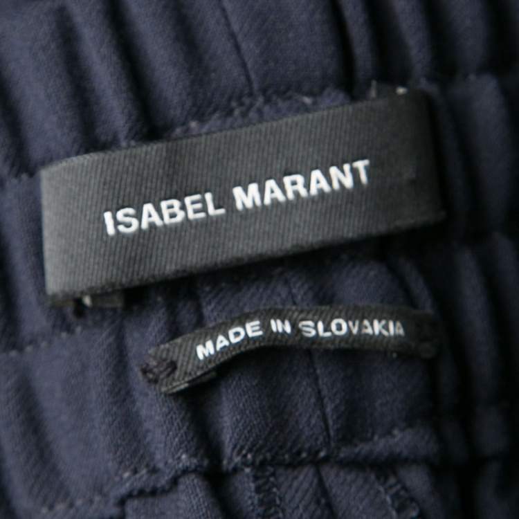 Pre Owned Isabel Marant Navy Blue Elasticized Waist Tapered Pants M