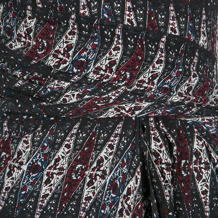 Pre Owned Isabel Marant Etoile Anouk Strapless Printed Silk Dress XS